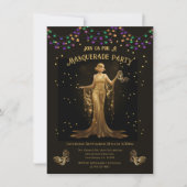 Invitation Elégante mascarade en or (Devant)