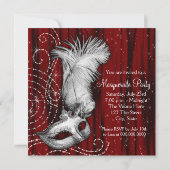 Invitation Élégante Mascarade Rouge Noir Blanc (Dos)