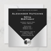 Invitation Elégante Masculine Classy Noir & Argent Anniversai (Devant)