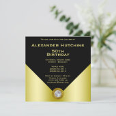 Invitation Elégante Masculine Noir & Or Anniversaire (Debout devant)