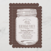 Invitation Elégante Mason Jar Rustic 40e fête d'anniversaire (Devant / Derrière)