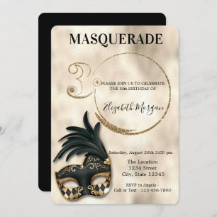 Invitation Elégante Masquerade Gold 30e anniversaire