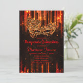 Invitation Elégante Masquerade Rouge Quinceañera 15e annivers (Debout devant)