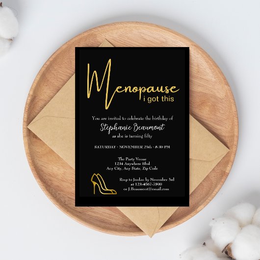 Invitation Élégante Ménopause Or J'Ai Ce 50e Anniversaire