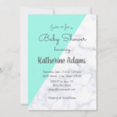 Invitation Elégante menthe et baby shower en marbre blanc (Devant)