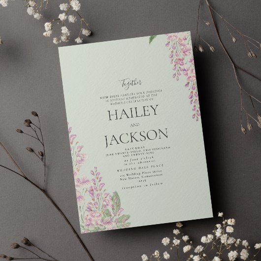 Invitation Élégante menthe vert hyacinth mariage floral