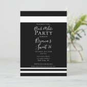 Invitation élégante Minimal Black & White pour un (Debout devant)