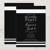 Invitation élégante Minimal Black & White pour un (Devant / Derrière)