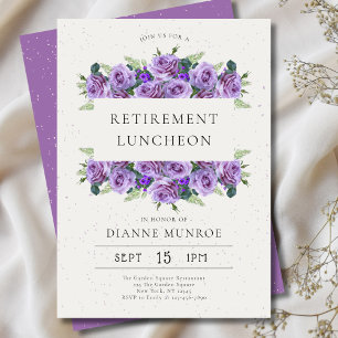 Invitation Élégante Minimaliste Fleur de Lilas pour la Retrai