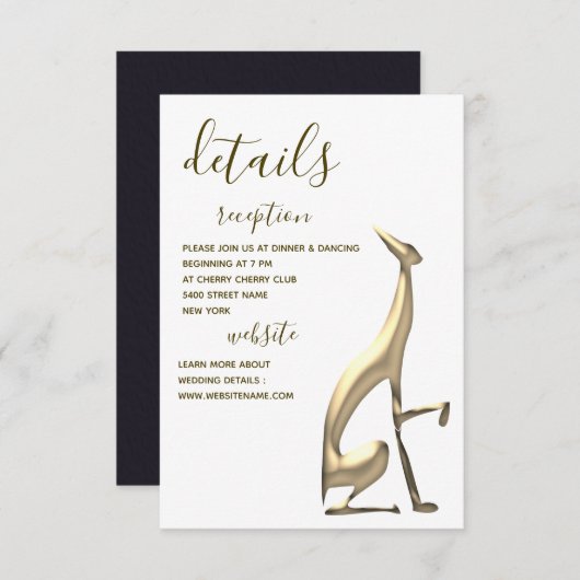 Invitation Elégante minimaliste Gold Chien Mariage détails ca (Devant / Derrière)