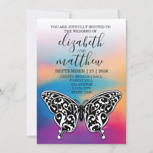 Invitation Élégante Minimaliste Papillon et Couche