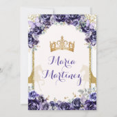 Invitation Elégante Mis Quince Purple & Fleurs Papillon (Dos)