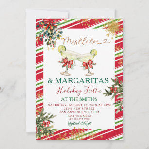 Invitation Elégante Mistletoe Margaritas Fête Fête Fête