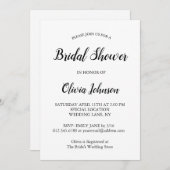 Invitation Elégante, moderne noir Script Fête des mariées bla (Devant / Derrière)