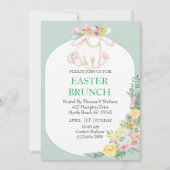 Invitation Elégante Monnaie Florale Vert Pâques Brunch Invita (Devant)