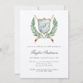 Invitation Elégante Monogramme Music Crest Anniversaire (Devant)