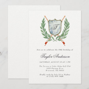 Invitation Elégante Monogramme Music Crest Anniversaire