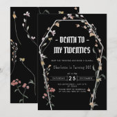 Invitation Elégante mort florale à mes 20 ans 30e anniversair (Devant / Derrière)