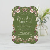 Invitation Elégante Moss Green Fleur sauvage Fête des mariées (Debout devant)