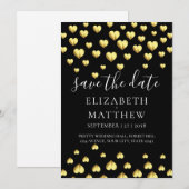 Invitation élégante motif de coeurs dorés pailleté (Devant / Derrière)