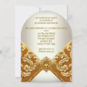 Invitation Elégante moutarde d'anniversaire Gold Jewel Fabric (Dos)