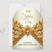 Invitation Elégante moutarde d'anniversaire Gold Jewel Fabric (Devant)