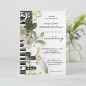 Invitation Élégante musique Rose florale Mariage à thème (Debout devant)