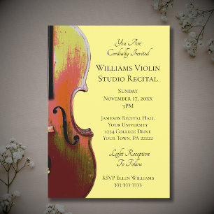 Invitation Élégante musique violon Considérant Concert Jaune