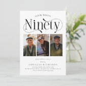 Invitation Elégante NINETY 3 photo collage 90e anniversaire (Debout devant)