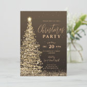 Invitation Élégante Noël Arbre de fête Gold Holiday (Debout devant)