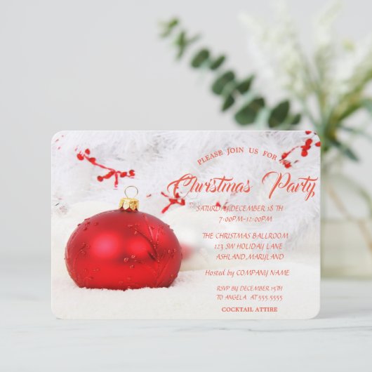 Invitation Elégante Noël Boules Compagnie Noël Fête (Debout devant)