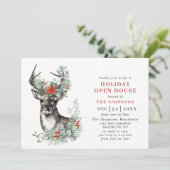 Invitation Élégante Noël de cerfs HOLIDAY OPEN HOUSE (Debout devant)