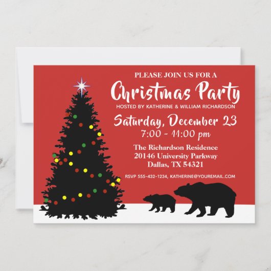 Invitation Élégante Noël Ours Fête de Noël (Devant)