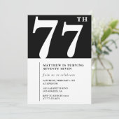 Invitation élégante noir blanc pour 77e anniversai (Debout devant)