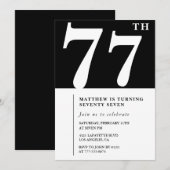 Invitation élégante noir blanc pour 77e anniversai (Devant / Derrière)