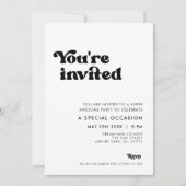 Invitation élégante noir & blanc rétro Vous êtes i (Devant)