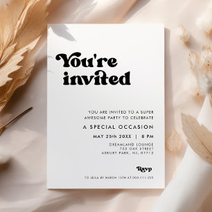 Invitation élégante noir & blanc Vous êtes invités