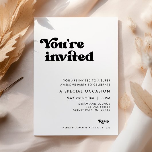 Invitation élégante noir & blanc Vous êtes invités