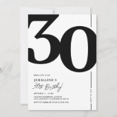 Invitation élégante noir et blanc pour 30e anniver (Devant)