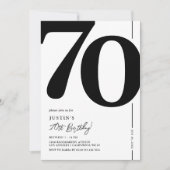Invitation élégante noir et blanc pour 70e anniver (Devant)
