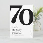 Invitation élégante noir et blanc pour 70e anniver (Debout devant)