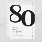 Invitation élégante noir et blanc pour 80e anniver (Devant)