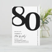 Invitation élégante noir et blanc pour 80e anniver (Debout devant)
