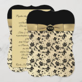 Invitation élégante noire et or pour le 50e annive (Devant / Derrière)