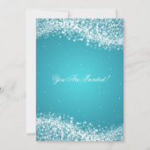 Invitation Élégante Nouvel An, le soir d'une vague étincelant (Dos)