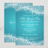 Invitation Élégante Nouvel An, le soir d'une vague étincelant (Devant / Derrière)