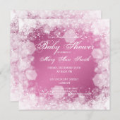 Invitation Élégante nuit Baby shower rose étincelant (Devant / Derrière)