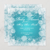 Invitation Élégante nuit Baby shower turquoise (Devant / Derrière)