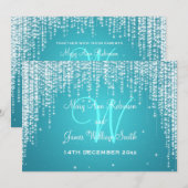 Invitation Elégante Nuit de Mariage Éblouissant Bleu (Devant / Derrière)