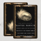 Invitation Elégante OEufs de Pâques en Or Noir (Devant / Derrière)
